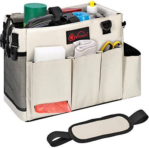 Vinsani Organizador de almacenamiento multifuncional con asa y correas ajustables para la cintura y el hombro para suministros de limpieza, hogar, manualidades, coche y kit de herramientas de jardín