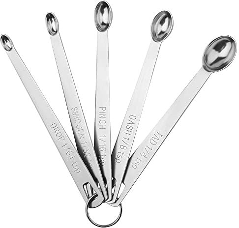 Kalsreui Measuring Spoons Set, Mini Teaspoon Measuring Spoons, Tiny Tsp Stainless Steel Measuring Tools for Kitchen & Baking, Small 1/16, 1/8 Measure Spoon for Spice
