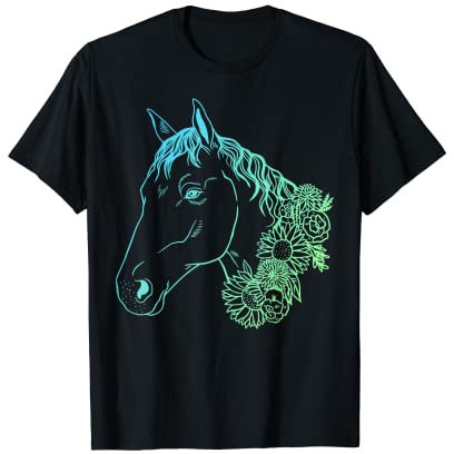 Pferdehalter Pferdeliebhaber Pferd Blumenkranz Blumen Reiter T-Shirt