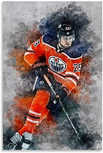 GPEIHANG Leinwand Malerei Bild Leon Draisaitl Eishockey Bild Poster Wandkunst Bilder Und Drucke 23.6x35.4(60x90cm) Kein Rahmen