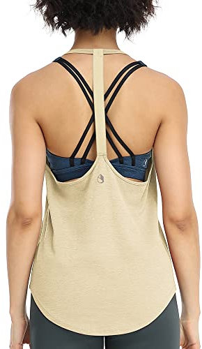 icyzone Damen Fitness Sport Tank Top Ärmelloses Sport Oberteil Yoga Gym Shirt (M, Cream White)