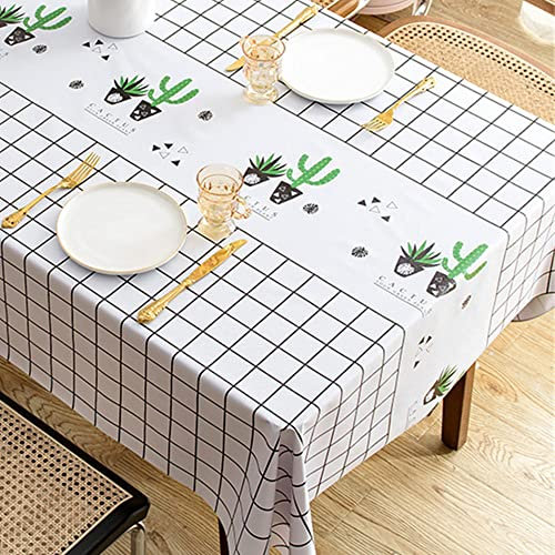 Chickwin Cactus Tovaglia in PVC, Rettangolare Quadrato Antimacchia Plastificata Facile da Pulire Tovaglie da Tavola Copertura di Protezione per Cucina Giardino Picnic (120x120cm,Plaid Grigio)