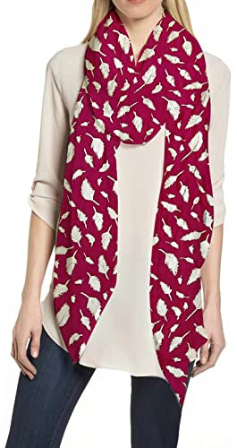 Lina & Lily Damen Schal mit Federmuster Metallic (Fuchsia Rosa-Silber)