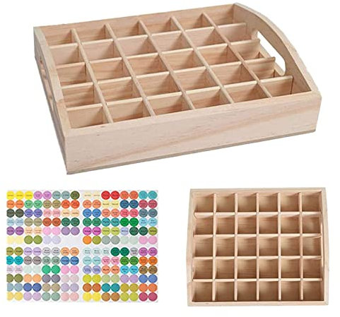 JasCherry Tipo de Bandeja Holder Estanteria Estante de Madera de Almacenamiento de Organizador de Aceite Esencial de 30 Ranuras - Almacenamiento 5 a 20 ml de Botellas de Aceite Esenciale y Perfume #3
