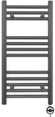 Myhomeware 400mm Wide Anthracite Grey Electric Bathroom Heated Towel Rail Thermostatic Warmer Radiator Precise Control (400 x 700 mm (BTU: 988))