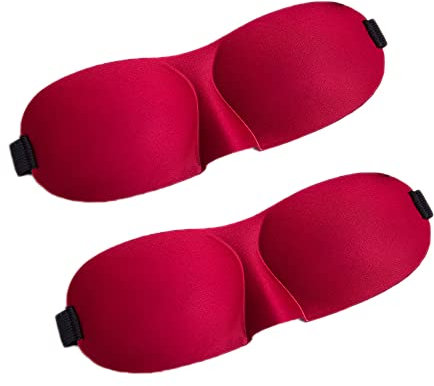 WIZBIOTECH Schlafmaske für Männer & Frauen, 2-er Pack 3D Schlafbrille Nachtmaske, Memory Schaum Augenabdeckung, absolute Dunkelheit Augenmaske - Rot