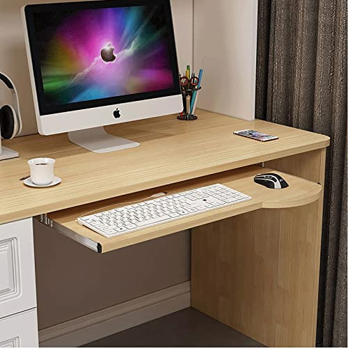 Wooden Keyboard Tray Under Desk Sliding, Ergonomic Underdesk Keyboard Tray Shelf Height Adjustable Keyboard Stand Drawer, Desk Extender For Keyboard And Mouse (Color : Log, Size : 70 * 26cm)