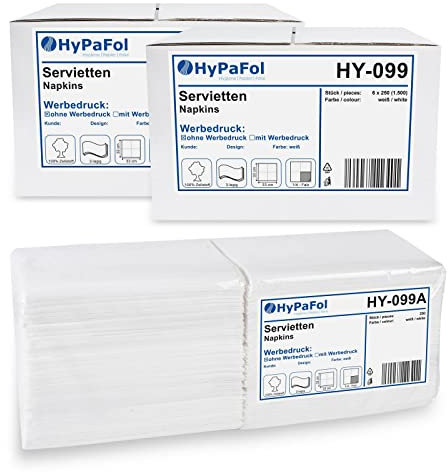 Servietten 33x33 cm, weiß 3-lagig, 1/4-Falz, 12x250 Stück