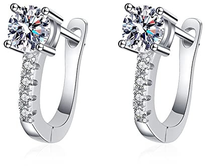 Lllunimon Klassische U-förmige 925 Sterling Silber Creolen, 1 Karat D Farbe Moissanite Ohrringe, Funkelnde Schmuck Geschenk für Frau, Mama, Tochter