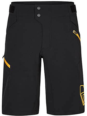 Ziener Herren NONUS Fahrrad-Shorts mit Innenhose - Mountainbike/Outdoor/Freizeit - atmungsaktiv,schnelltrocknend,gepolstert, Black.Dark Mustard, 60
