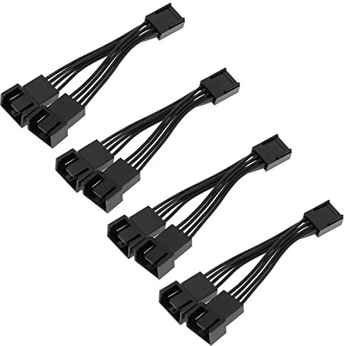 OTOTEC 4PCS 1 to 2 Way 4 Pin PWM Fan Splitter Cable 12V Computer PC Case Fan Converter Cable 5cm Cable Length Computer Accessories Black