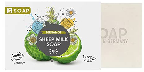 MY SOAP Schafmilchseife, Natural by accentra, handgefertigte Schafmilchseife MY SOAP in Papierschachtel, 100g, Motiv/Duft: Bergamotte
