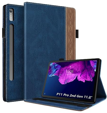 Rostsant Hülle für Lenovo Tab P11 Pro 2. Generation 11.2 Zoll (TB132FU) PU Leder Brieftasche Folio Magnetisch Hülle Schutzhülle für Lenovo Tab P11 Pro Gen 2 11.2 2022 - Blau