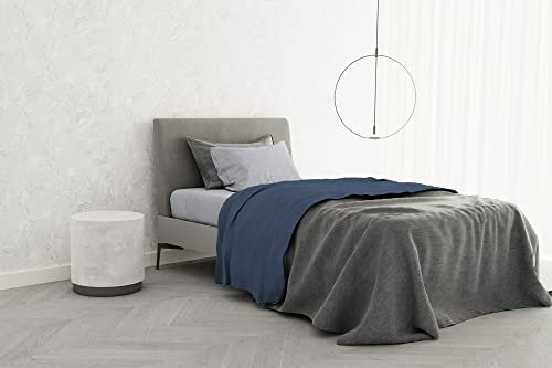 Italian Bed Linen Bettwäsche-Set aus 100% Baumwolle, trendiges Chic, Einzelbett, Avio