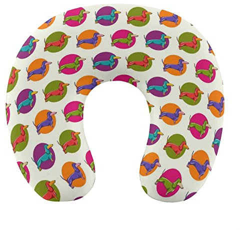 DJNGN Dackel-Reisekissen, Nackenstütze, Nackenstützkissen für das Flugzeug, Memory Foam, Reisezubehör, bequemes U-förmiges Kissen für Flugzeug, Auto, Linderung von Nackenschmerzen, Schlafen