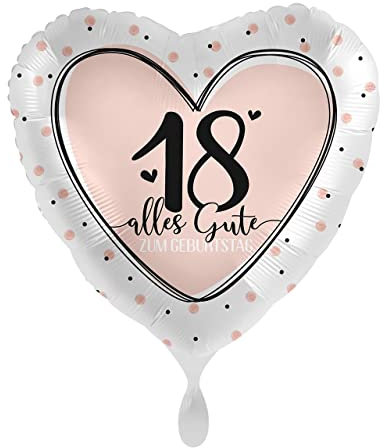 Folienballon 18 Alles Gute zum 18. Geburtstag Ballon 18 -Made in EU- Luftballon 18 Mädchen Frauen Herzballon Zahl 18