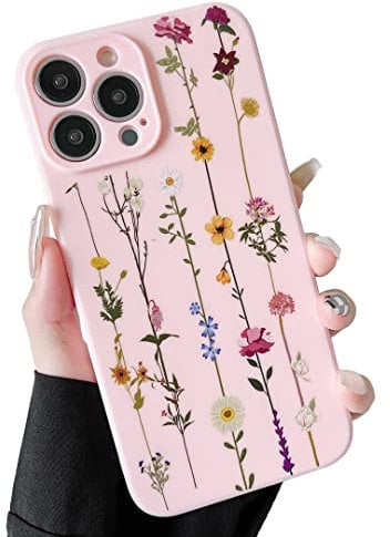 ZTOFERA Floral Soft Case for iPhone 14 Pro Max (6.7) for Girls Women, Ultra Slim Flexible Silicone Protective Phone Case with Cute Climbing Flowers Pattern Shockproof Bumper Cover, Pink