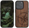 kwmobile Hülle kompatibel mit iPhone 15 Pro Hülle - Holz Case - Handy Cover - TPU Handyhülle in Dunkelbraun Kompass Vintage
