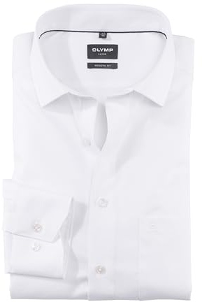 OLYMP Herren Businesshemd Langarm Luxor,Einfarbig,modern fit,Global Kent,Weiss 00,39