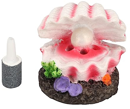 TITA-DONG Aquarium-Muschel-Dekoration, Luftstein-Harz-Muschel-Simulation, Kunstharz-Aquarium-Muschel-Ornament mit Luftblasensteinen für Aquarium-Aquarium-Dekorationen