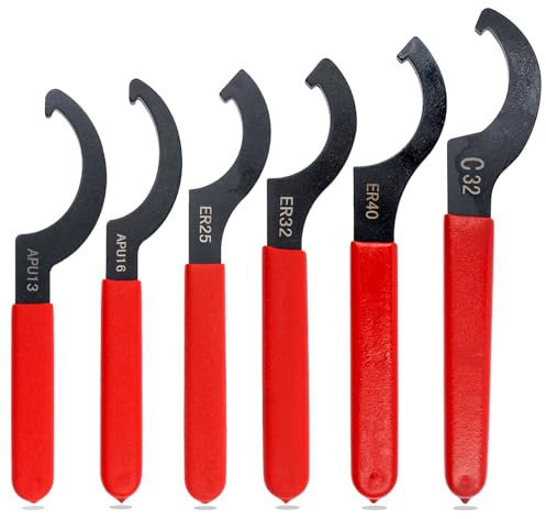 MSYU Coilover - Juego de llaves de ajuste, 6 piezas de llaves de choque, llaves de gancho, llaves en forma de C para sistema de suspensión (rojo y negro)