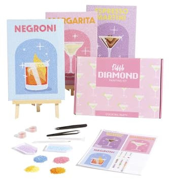 Dabble Kits Diamond Painting Lot de 3 Kits Complets de Diamond Painting pour Adultes avec Toile Encadrée et Strass en Cristal