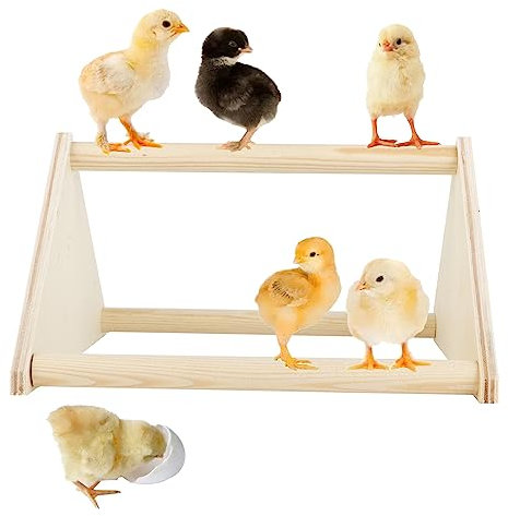Chicken Perch Wooden Roosting Bar for Coop and Brooder, Triangle Ladder Wood Training Perch for Large Bird Baby Chicks, Parrots, Macaw (Requires Assembling)
