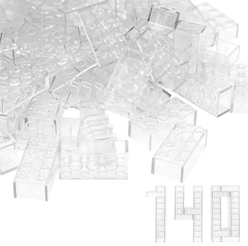WYSWYG Building Bricks 2x4 Stud 140 Pcs, Classic Building Blocks, Building Bricks Only Compatible with Most Major Brands,Transparent White