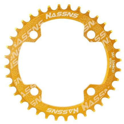 Aymzbd Fahrradkettenblatt für 8/9/10/11/12 Gänge BCD 104 mm leichtes Kettenblatt 42T Einzelkettenblatt für Mountainbike-Rennradzubehör, Gold