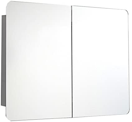 XMDEUR Spiegelschränke Badezimmer Badezimmerregal Wandregal Doppelt offene Schiebetür Edelstahl-Waschtisch HD-Silberspiegel Spiegelschränke (Farbe: Silber, Größe: 80 * 60 * 13 cm)