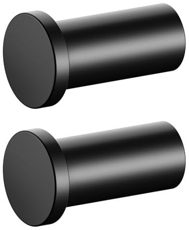 Keuco Handtuchhaken Set 2 Stück, schwarz matt, aus Metall, rund, für Badezimmer und Gäste-WC, Wandhaken für Handtücher und Bademäntel, Plan Black Selection