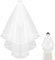 Shengxi Brautschleier Damen mit Kamm, 2 stufiger Tüll Brautschleier Braut Kurz mit Satinkante, Brautschleier Tüll Hochzeit Kurzer für Hochzeit Party und Einzeln Partei, Weich、leicht und eleganter