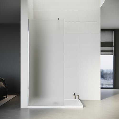 SONNI 1200x2000mm Walk in Duschwand Vollsatiniert Duschabtrennung-inklusive 1500x900mm Quadratische Duschtasse und Ablaufgarnitur-8mm ESG Nano Glas