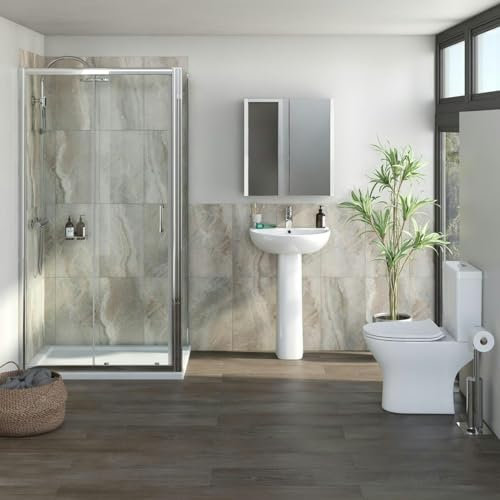 Orchard Derwent Complete Suite with Rectangular Enclosure, Tray, Shower and taps 1100 x 800 - White Shower Enclosure Suite, Shower Enclosure suites, Bathroom suites Reliable