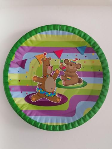 ALMACENESADAN, 5121 Lot de 8 assiettes en carton 23 cm Motif ours 18 cm