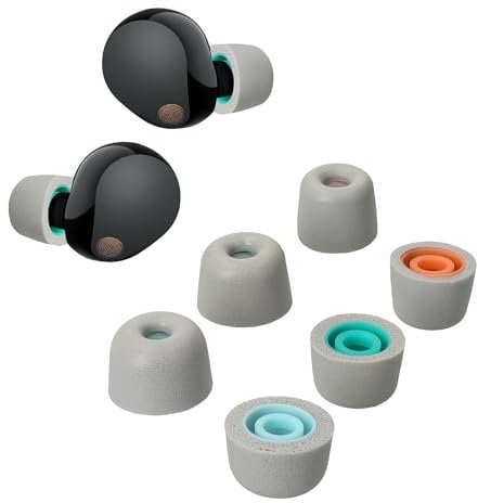 kwmobile 6X Ersatz In Ear Kopfhörer kompatibel mit Sony WF-1000XM5-3 Größen - Polster Ohrstöpsel In-Ear Ohrhörer - Hellgrau