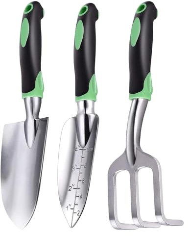 Gartenwerkzeuge, Gartenschaufel, Gartenschaufel aus Aluminiumlegierung, Gabel, Kufe, Handwerkzeuge for Gartenarbeiten, Graben, Lösen des Bodens (Farbe: Grün) (Farbe: 3 Krallen)
