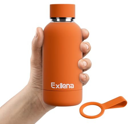 Exllena Insulated Water Bottle 350ml with Clip, Keeps Drinks Cold 24 Hrs/Hot 12 Hrs, BPA Free (Orange)