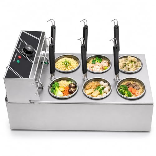 20L Commercial Cuiseur Pâtes Électrique 3200W Avec 6 Paniers,Température Réglable 140℉-392℉ Pour Cuire Nouilles,Saucisses, Boulettes Poisson, Radis, Tofu,Légumes, etc.