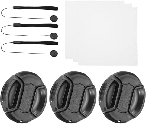 PATIKIL 49mm Lens Cap Set, 3Pack Center Pinch Snap Camera Lens Cover for Front Len Suitable for 49mm Thread Universal DSLR Lenses for Nikon, for Fujifilm, for Pentax, for Leica