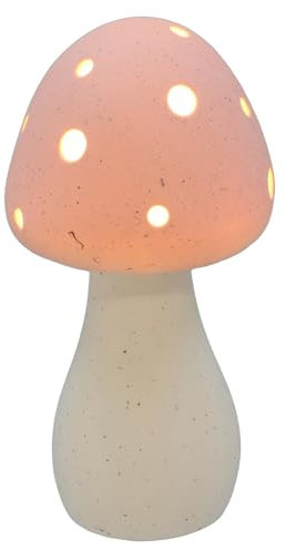 Shudehill Giftware Mushroom Glow Light Up Lamp Ornament - Grey, Sage or Pink Matt Finish (Pink)