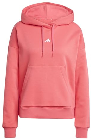 adidas Damen Essentials SMALL Logo Feel Cozy Hoodie, semi Turbo/White, S