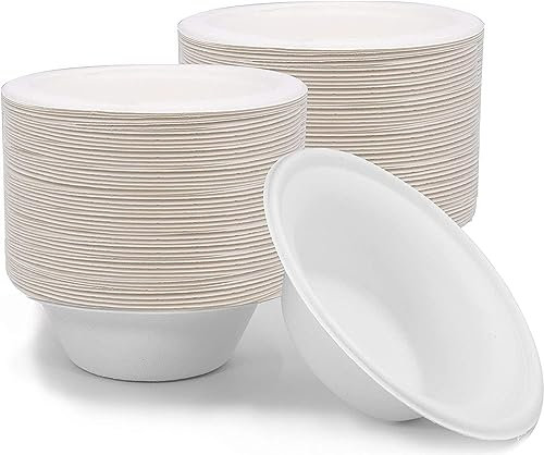 PRISTINE ENTERPRISE Pack of 50 Strong Disposable Bowls 8oz / 230ml for HOT & Cold Foods Biodegradable Disposable Bowls, ECOFRIENDLY Strong Paper Bowls for Serving Soup, Desserts, Cake, Snacks, Salads