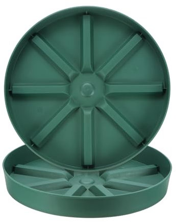 M METERXITY 2-Pack Plant Saucer, 12 Inch Flower Pot Saucers, Thicker Anti-Rot Root Plastic Plant Saucer for Indoor/Outdoor Potted Plant/Plant Water Catcher Tray [Green]