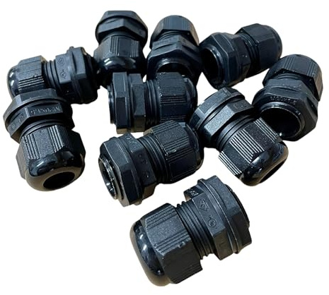 10 Pcs 20mm Cable Glands, IP68 Waterproof (Black)