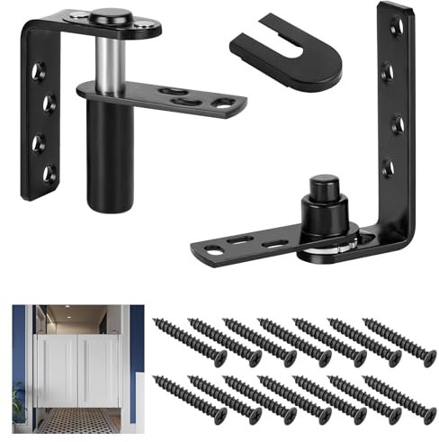 Fenghome 304 Stainless Steel Door Pivot Hinges, Self-Return Heavy Duty Swinging Door Hardware for Cafe, Bar, and Swing Doors, Self-Closing Hinges (Black)