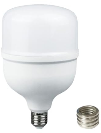 Vetrineinrete® Lampadina LED 2 in 1 E27 con Adattatore E40, 60W, Luce Fredda 6500K, 7300lm, Fascio 220°