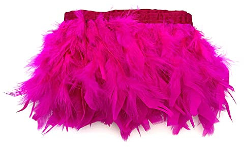 Vestido de moda con flecos de plumas de pavo de 2 yardas, costura, manualidades, decoración de disfraces (color fucsia)