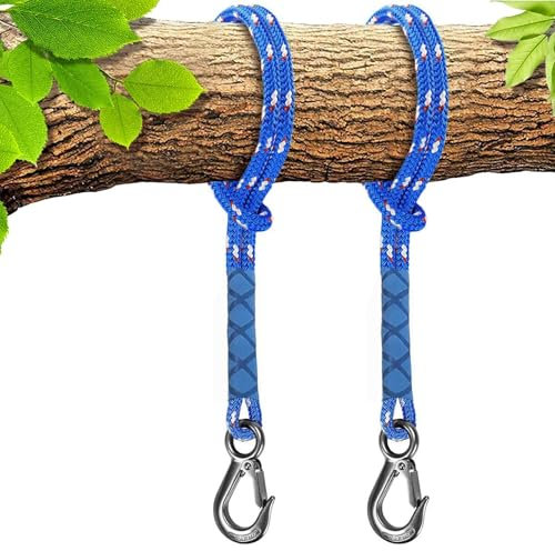 bechoanigel 2 Pièces Sangle Hamac, 100cm Sangle Balancoire Arbre, Fixation Hamac avec Crochet, Corde Balancoire Exterieur pour Aire de Jeux Extérieure, Balançoire Hamac