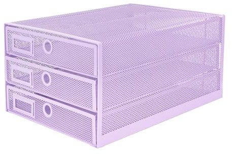 EXERZ Papierablage mit 3 Schubladen A4 / Multifunktionaler Schreibtisch-Organizer/Briefablage – Für Dokumente, Magazine, Notizbücher und Briefe – Helllila